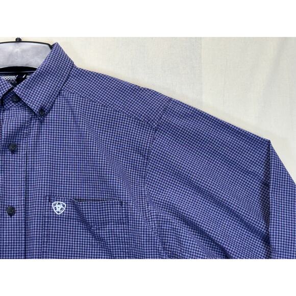 Ariat Pro Series Shirt Men's Small Blue Purple Plaid Stretch Western Button Down - Picture 14 of 14